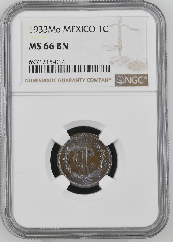 Modern Silver & Minors Centavo 1933 Mo NGC MS66BN 0144389