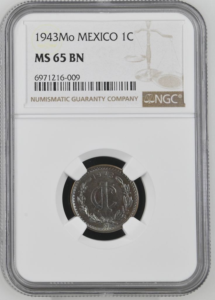 Modern Silver & Minors Centavo 1943 Mo NGC MS65BN 0144392