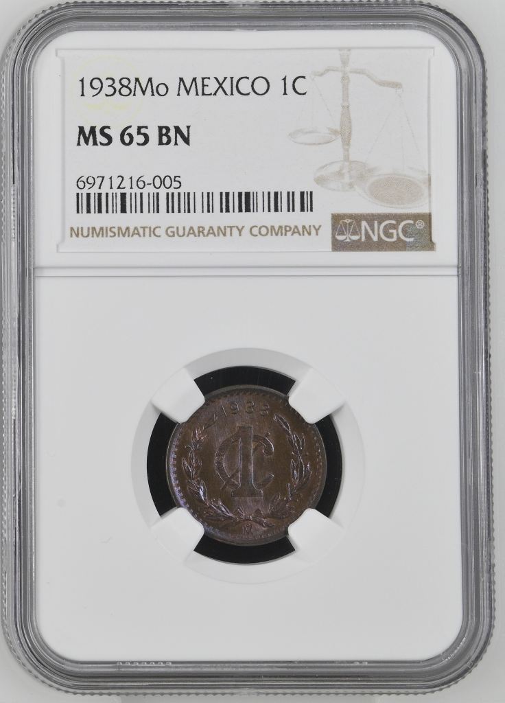 Modern Silver & Minors Centavo 1938 Mo NGC MS65BN 0144393