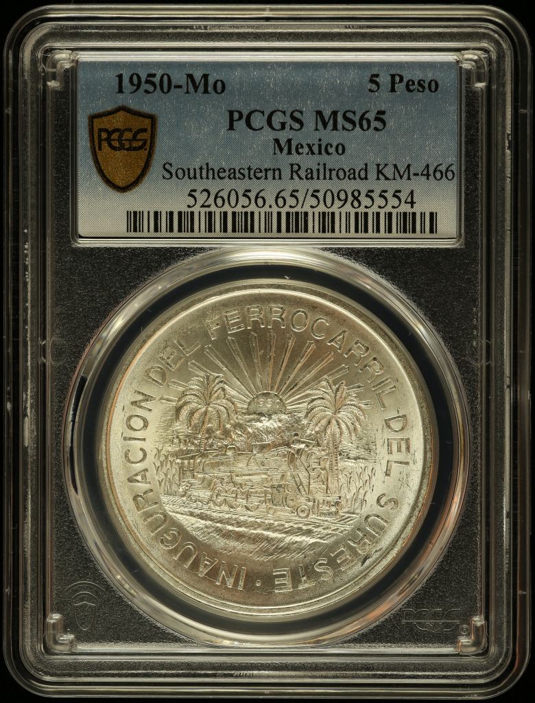 Modern Silver & Minors 5 Peso 1950 Mo KM-466 PCGS MS65 0144274