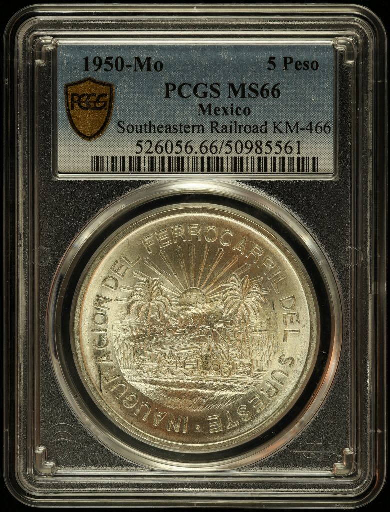 Modern Silver & Minors 5 Peso 1950 Mo KM-466 PCGS MS66 0144281