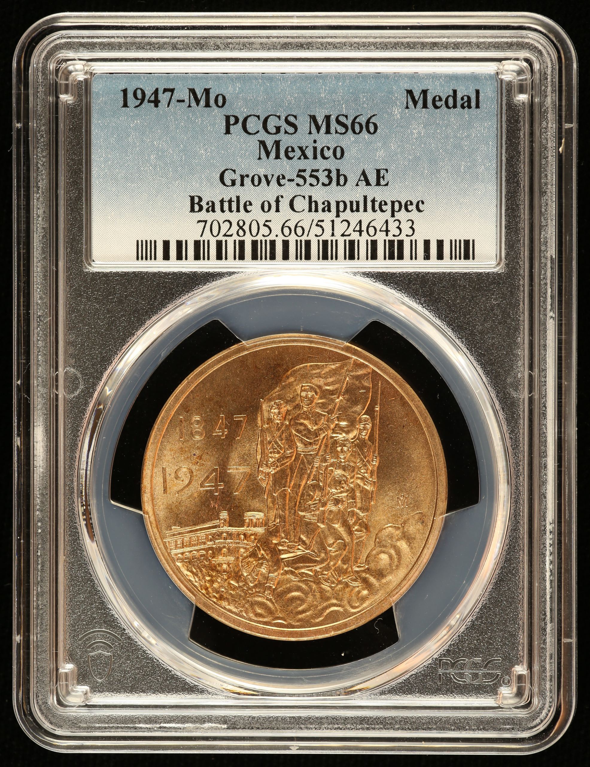 Medals & Tokens Battle of Chapultepec Medal 1947 Mo Grove-553b PCGS MS66 0144429