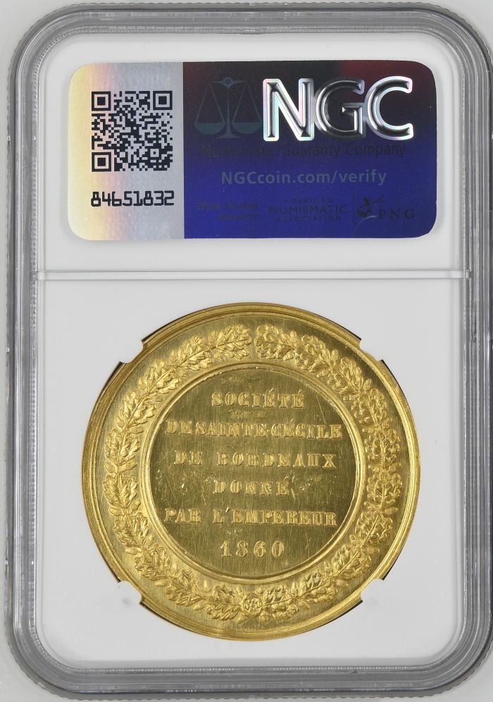 France Saint Cecile Society Gold Medal 1860 NGC MS62 0144431