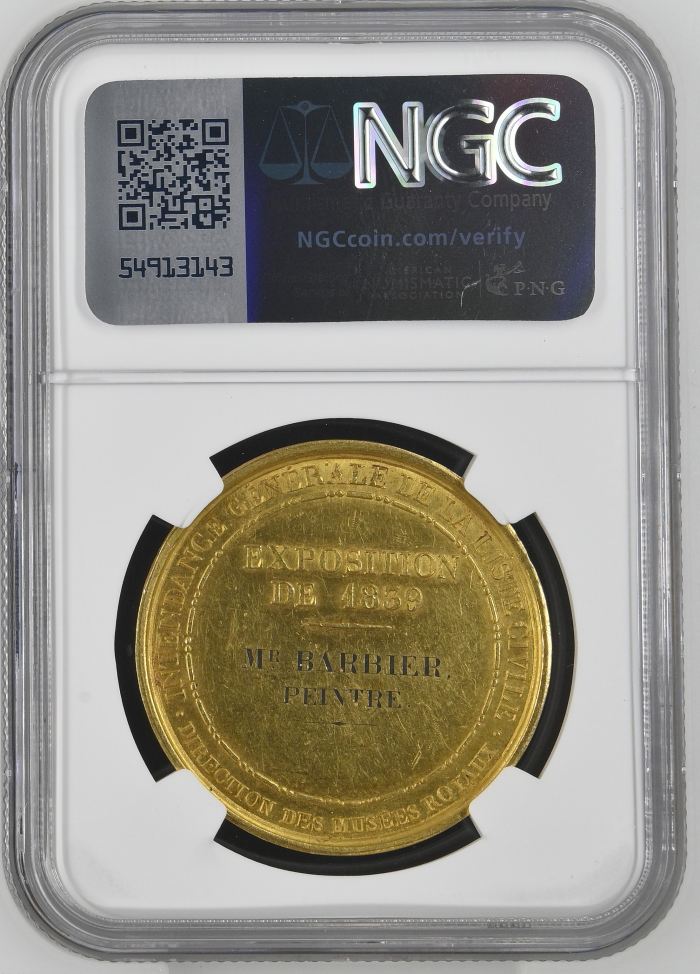 France Civil List Stewardship Gold Medal 1839 NGC MS61 0144434