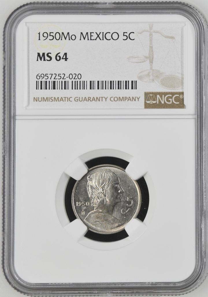 Modern Silver & Minors 5 Centavo 1950 Mo NGC MS64 0144437