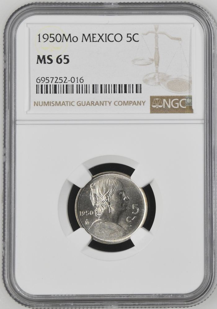 Modern Silver & Minors 5 Centavo 1950 Mo NGC MS65 0144442