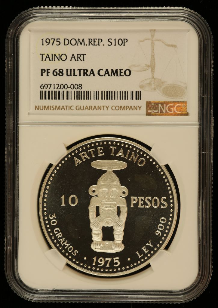 Dominican Republic 10 Peso 1975 NGC PF68 Ultra Cameo 0144455