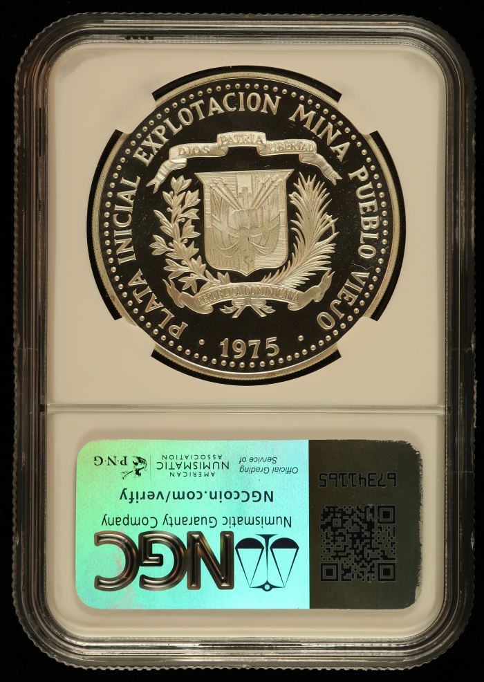 Dominican Republic 10 Peso 1975 NGC PF68 Ultra Cameo 0144455