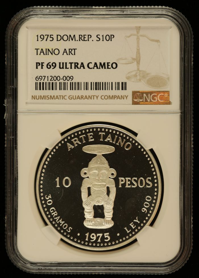 Dominican Republic 10 Peso 1975 NGC PF69 Ultra Cameo 0144456