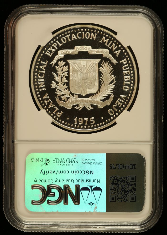 Dominican Republic 10 Peso 1975 NGC PF69 Ultra Cameo 0144456