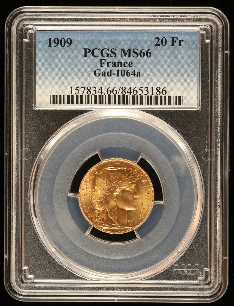 France 20 Francs 1909 Gad-1064a PCGS MS66 0144469