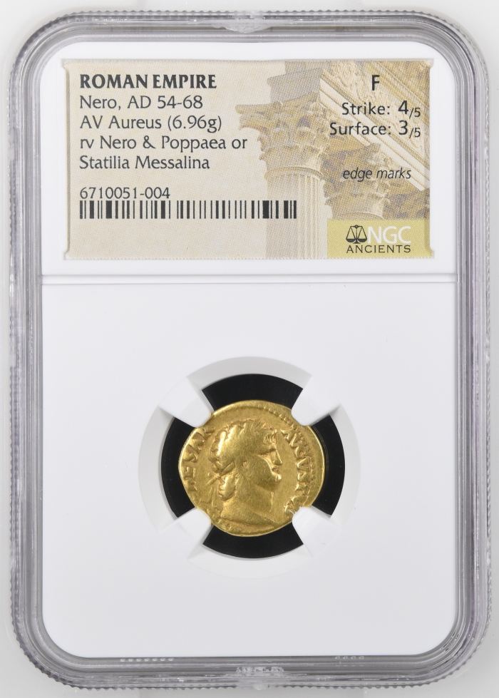 Roman Imperial Nero 54-68 AD AV Aureus NGC F 0144470Roman Imperial Nero 54-68 AD AV Aureus NGC F 0144470