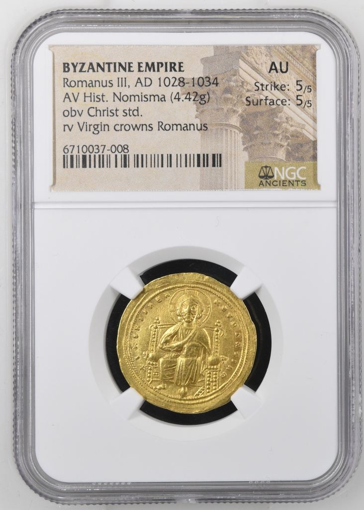 Byzantine Romanus III 1028-1034 AD AV Histamenon Nomisma NGC AU 0144471