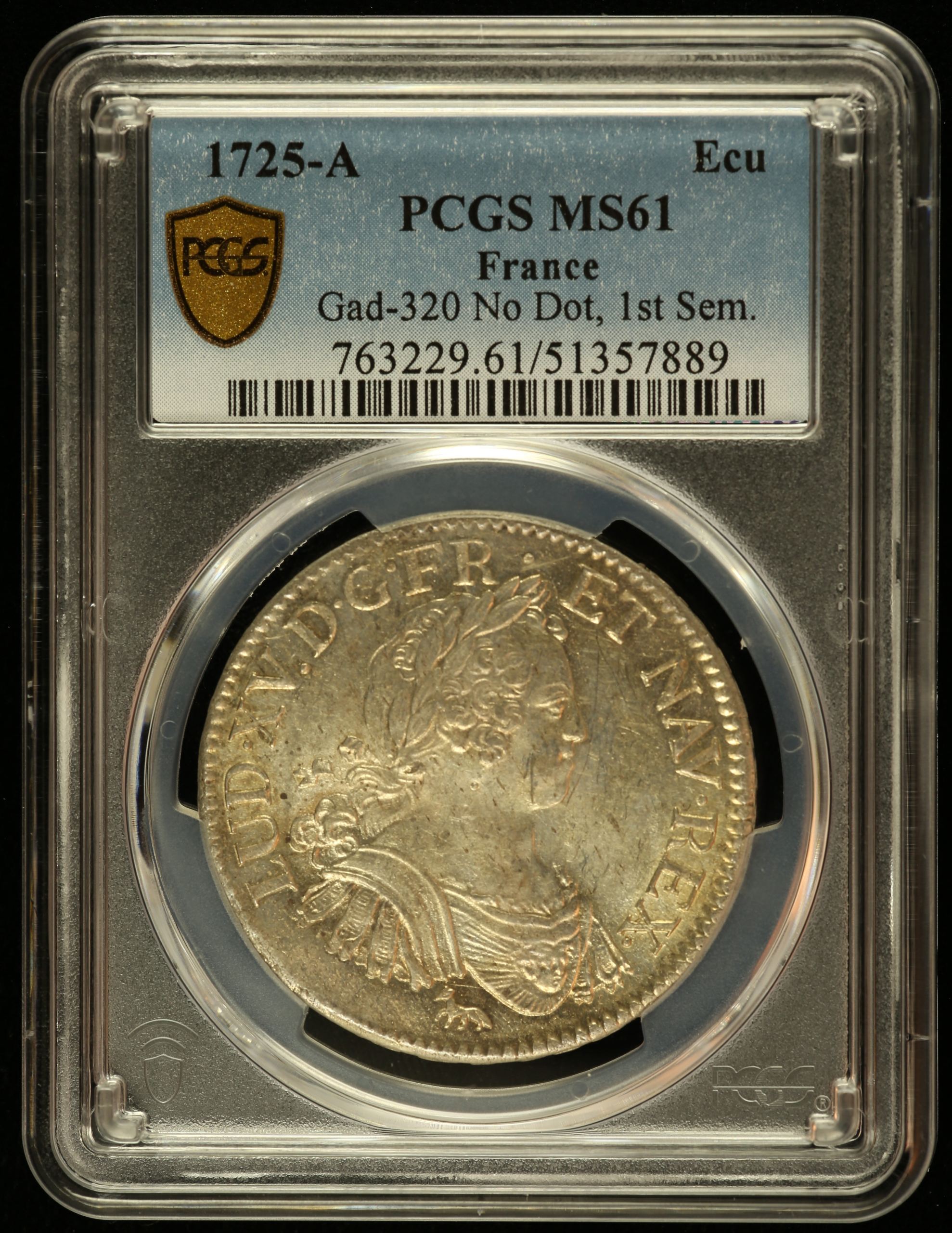 France Ecu 1725 A PCGS MS61 Gad-320 0144476