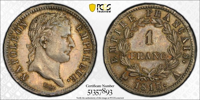 France Franc 1813 A PCGS MS65 Gad-447, F-205 0144483France Franc 1813 A PCGS MS65 Gad-447, F-205 0144483 - Image 3