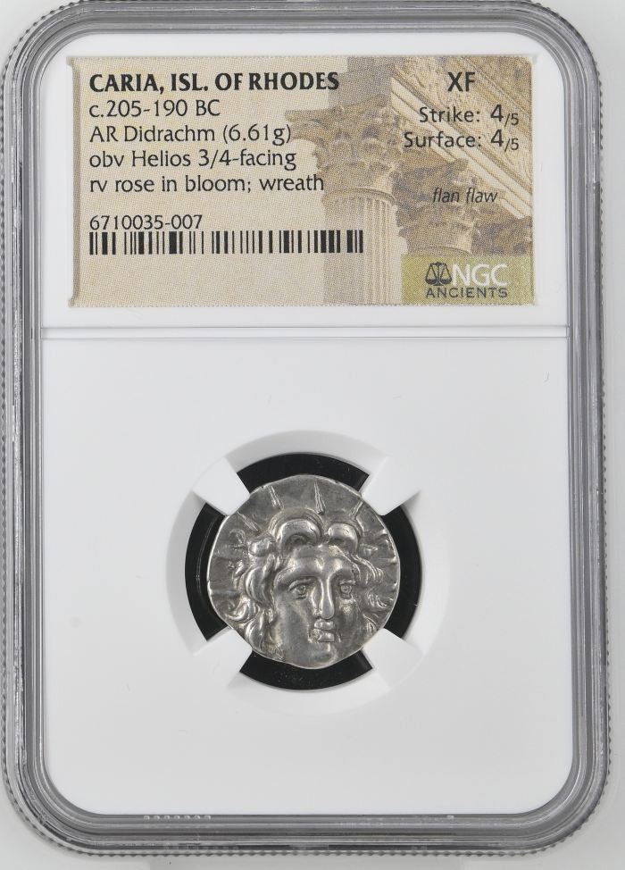 Caria, Islands Off Rhodes c.205-190 BC AR Didrachm NGC XF 0144491Caria, Islands Off Rhodes c.205-190 BC AR Didrachm NGC XF 0144491