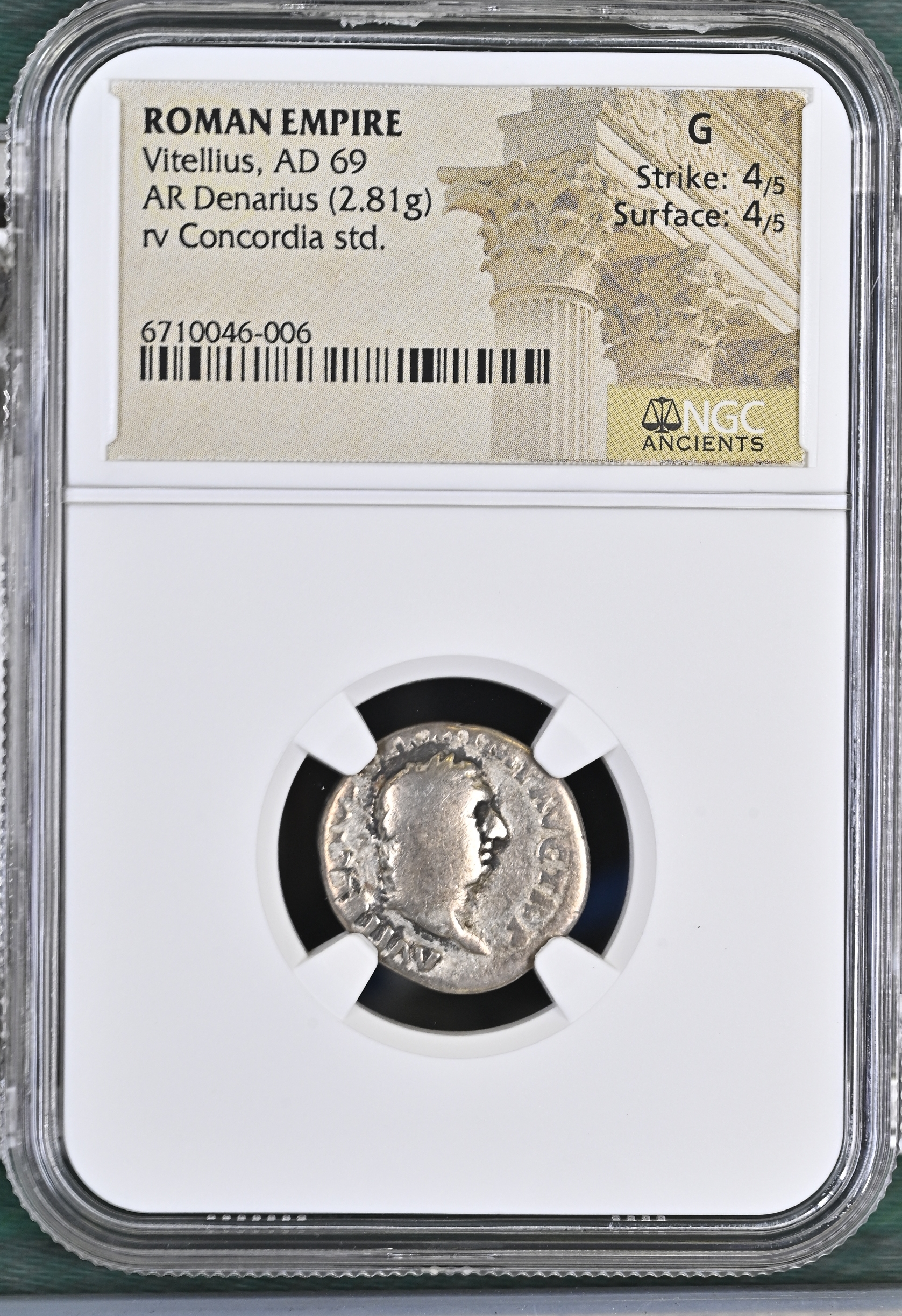Roman Imperial Vitellius 69 AD AR Denarius NGC G 0144503