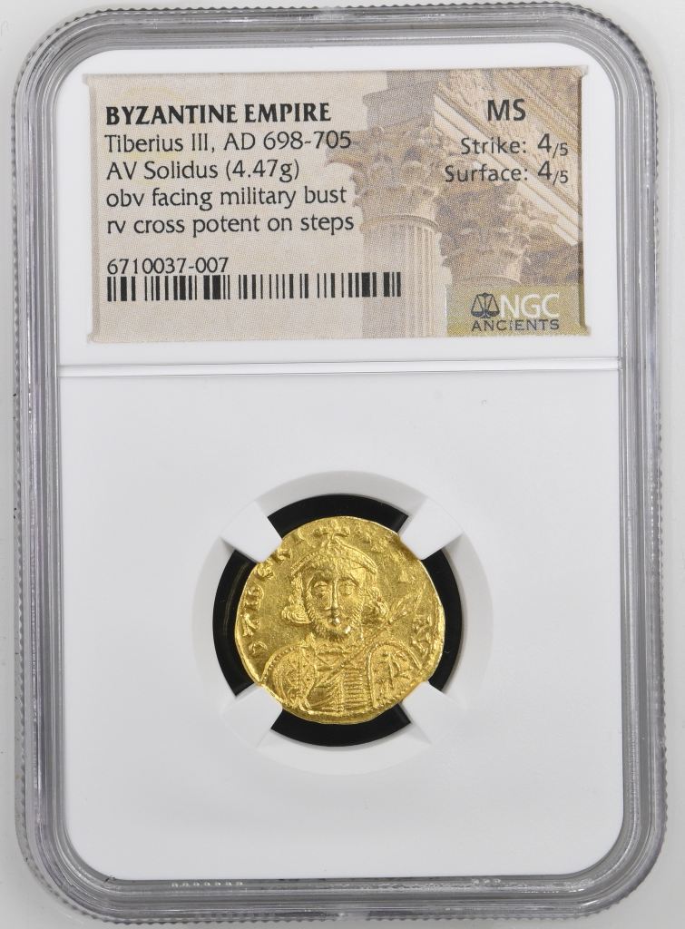 Byzantine Tiberius III 698-705 AD AV Solidus NGC MS 0144504