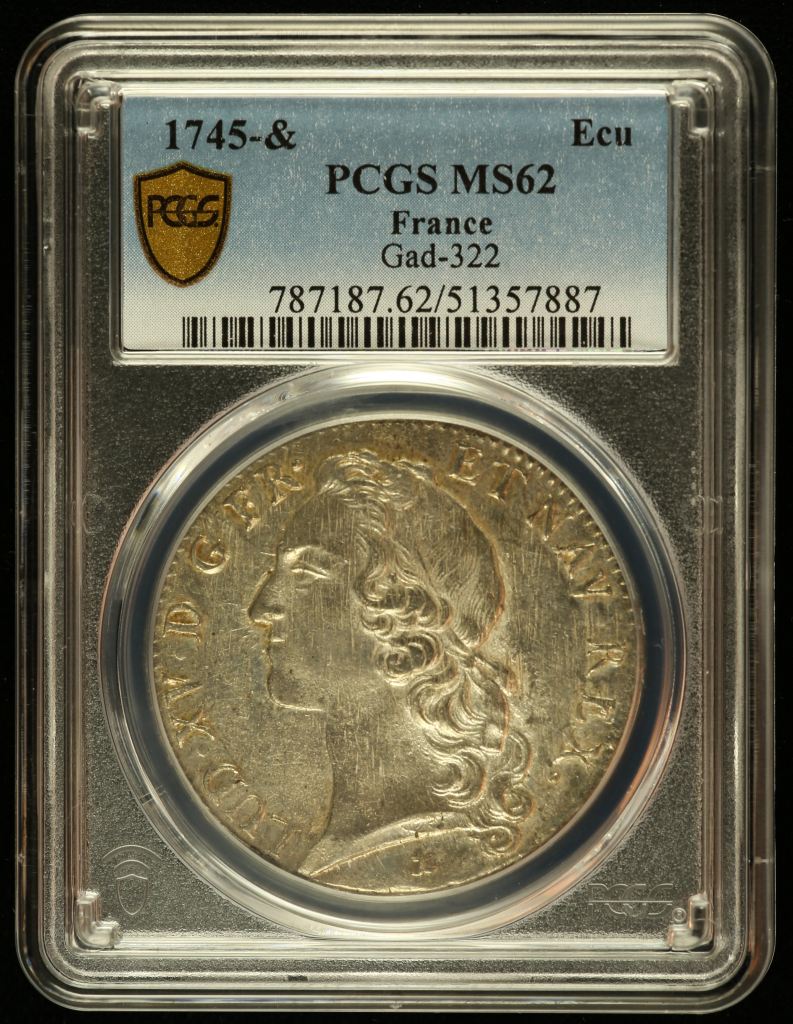 France Ecu 1745 & PCGS MS62 Gad-322 0144513