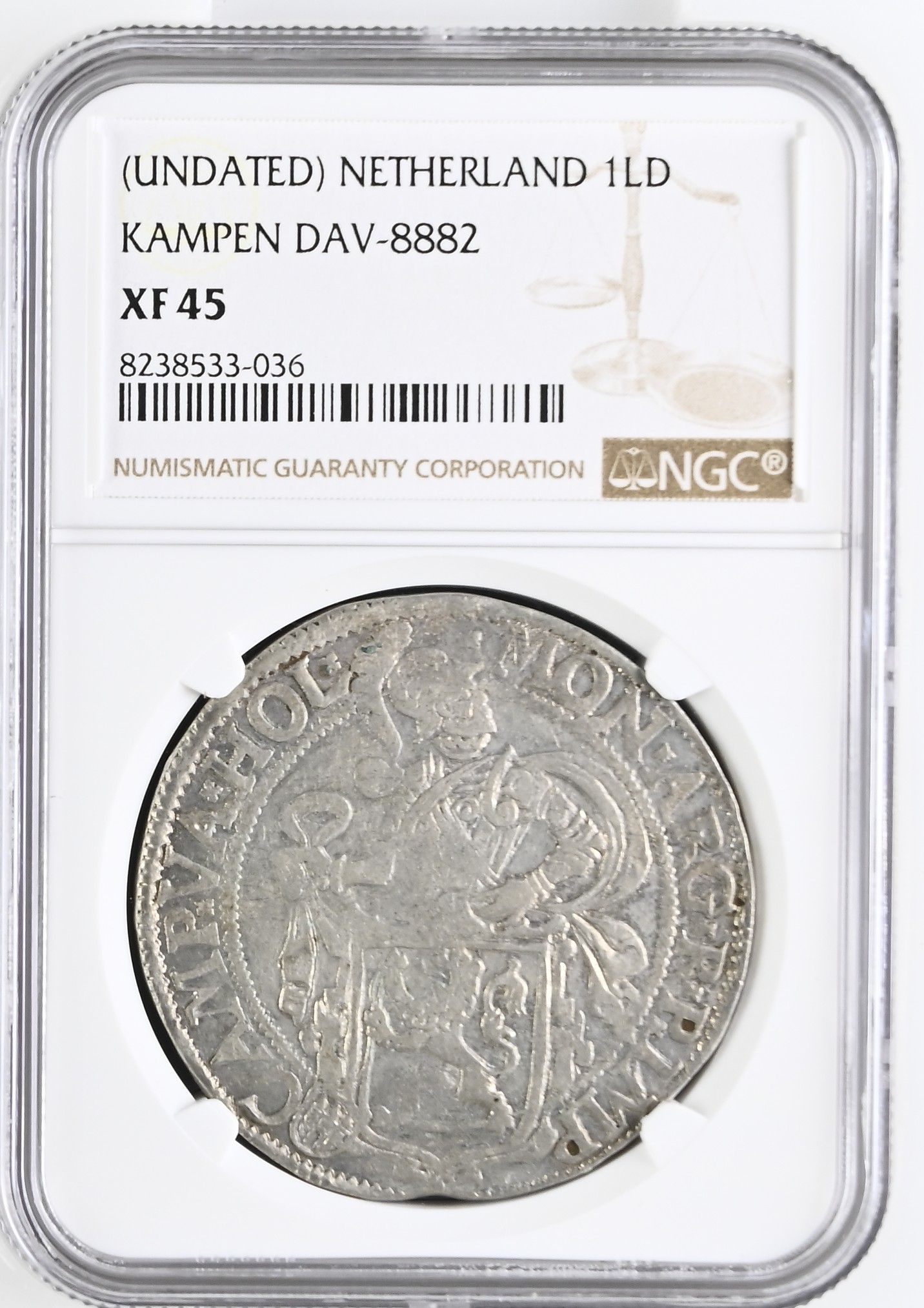 Netherlands Lion Dollar (UNDATED) Kampen DAV-8882 NGC XF45 0144517