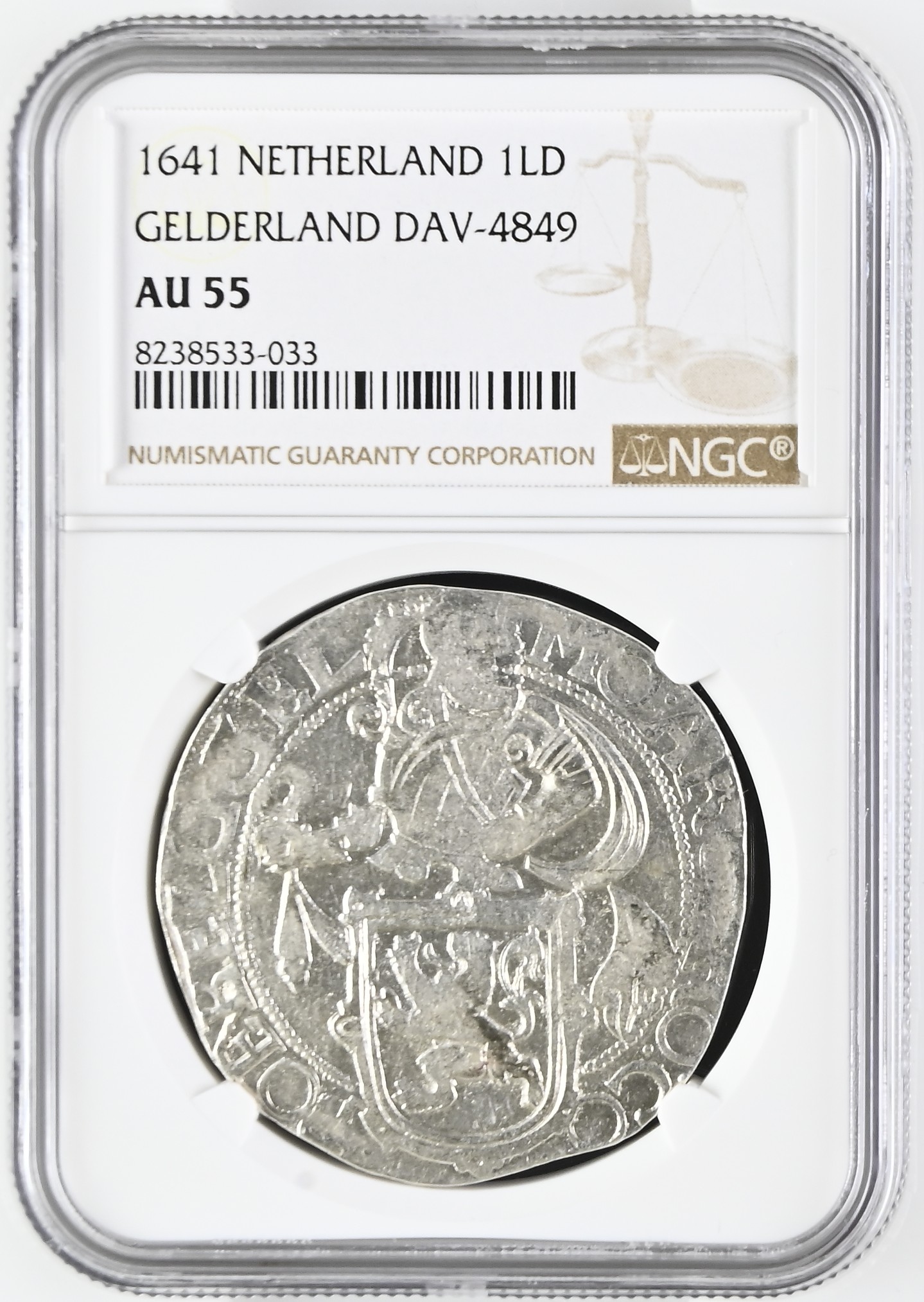 Netherlands Lion Dollar 1641 Gelderland DAV-4849 NGC AU55 0144519