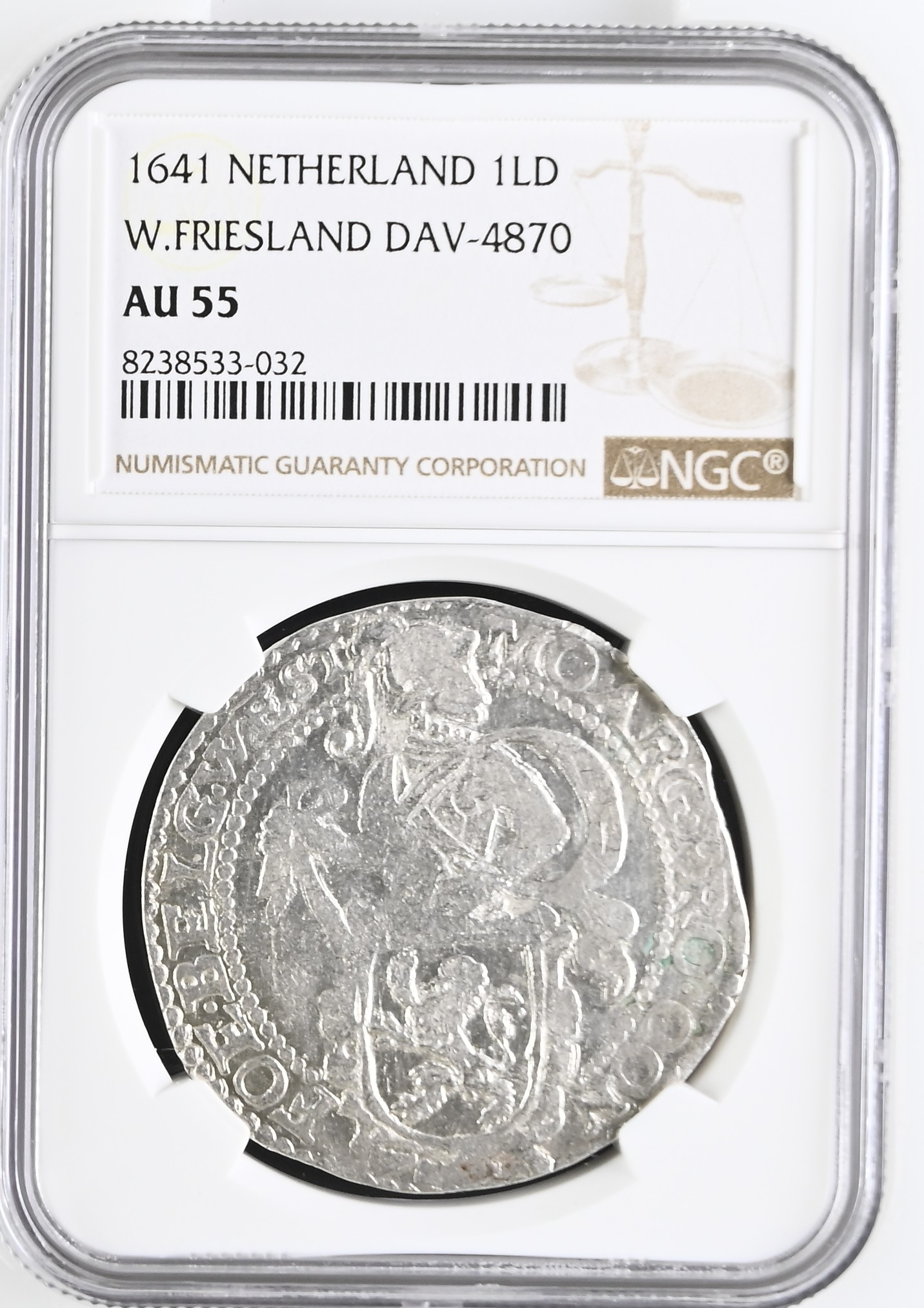 Netherlands Lion Dollar 1641 W. Friesland DAV-4870 NGC AU55 0144520