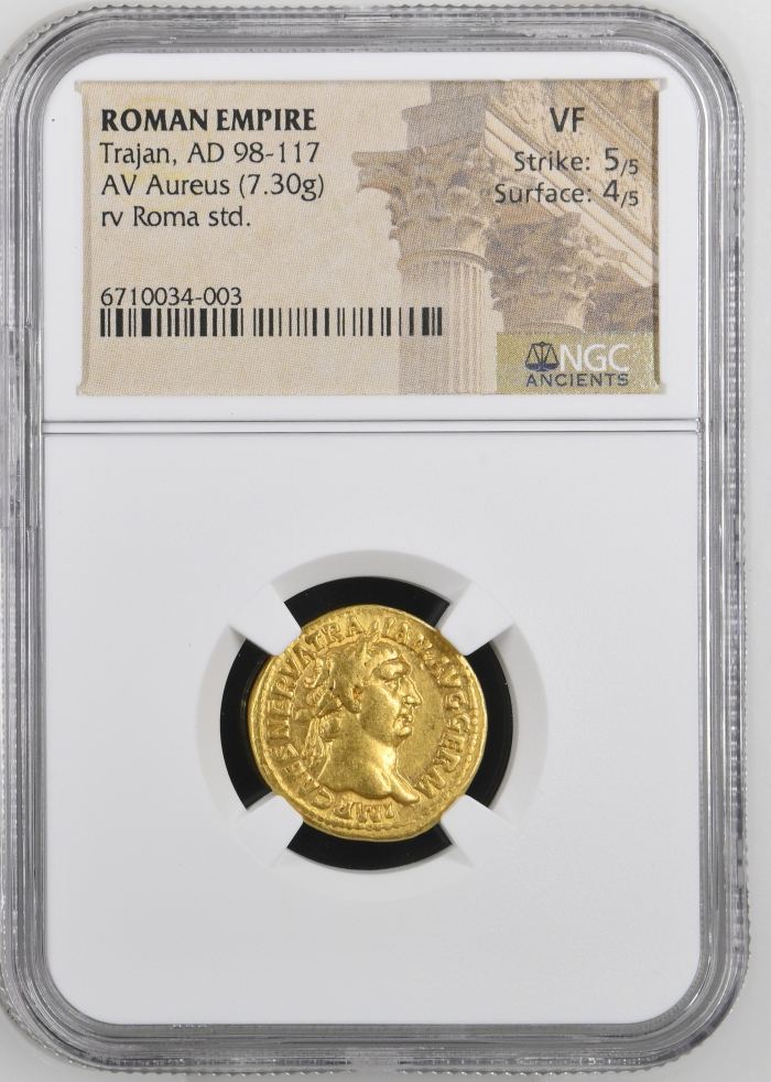 Roman Imperial Trajan 98-117 AD AV Aureus NGC VF 0144532Roman Imperial Trajan 98-117 AD AV Aureus NGC VF 0144532