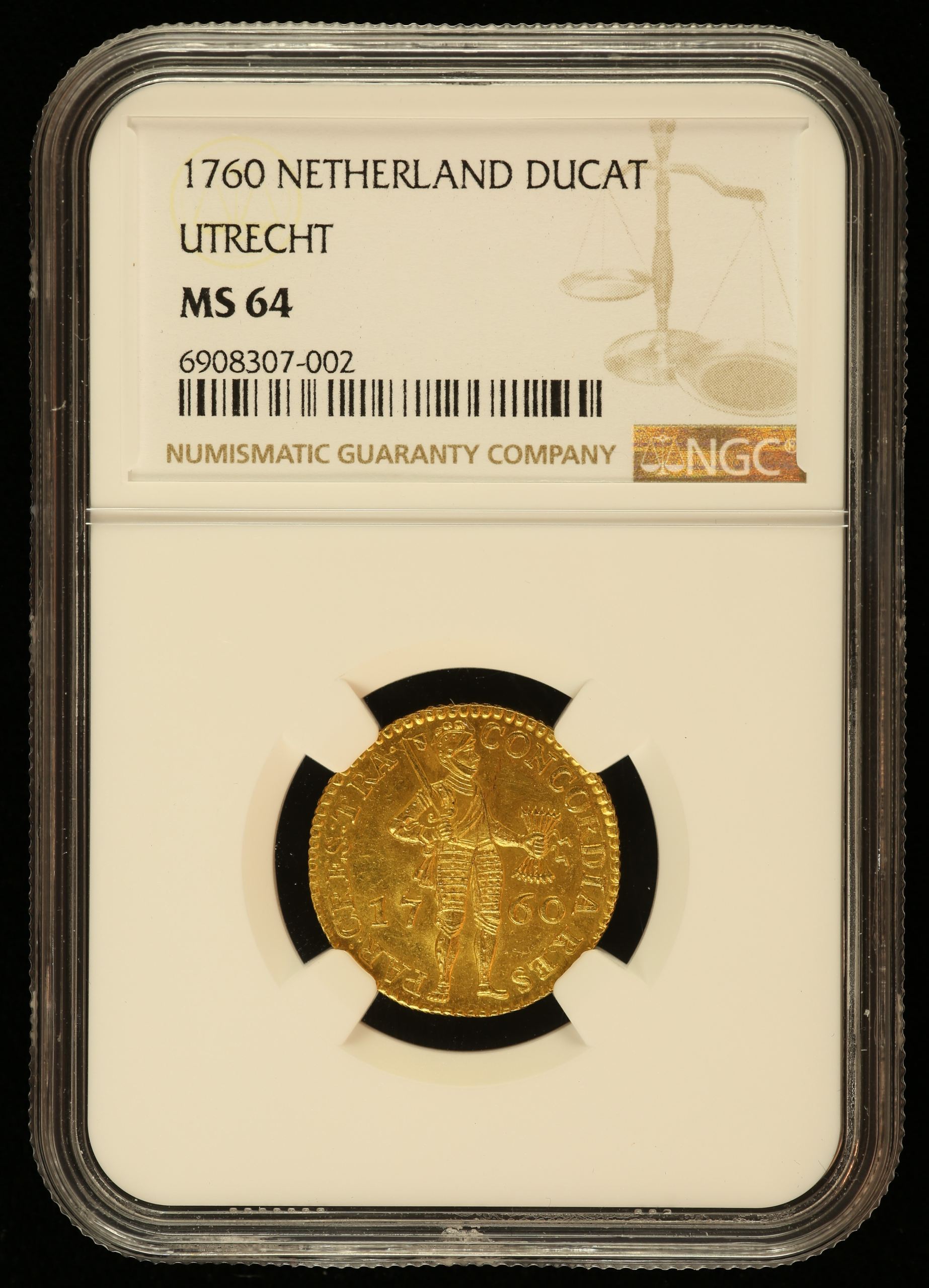 Netherlands Ducat 1760 Utrecht NGC MS64 0144536