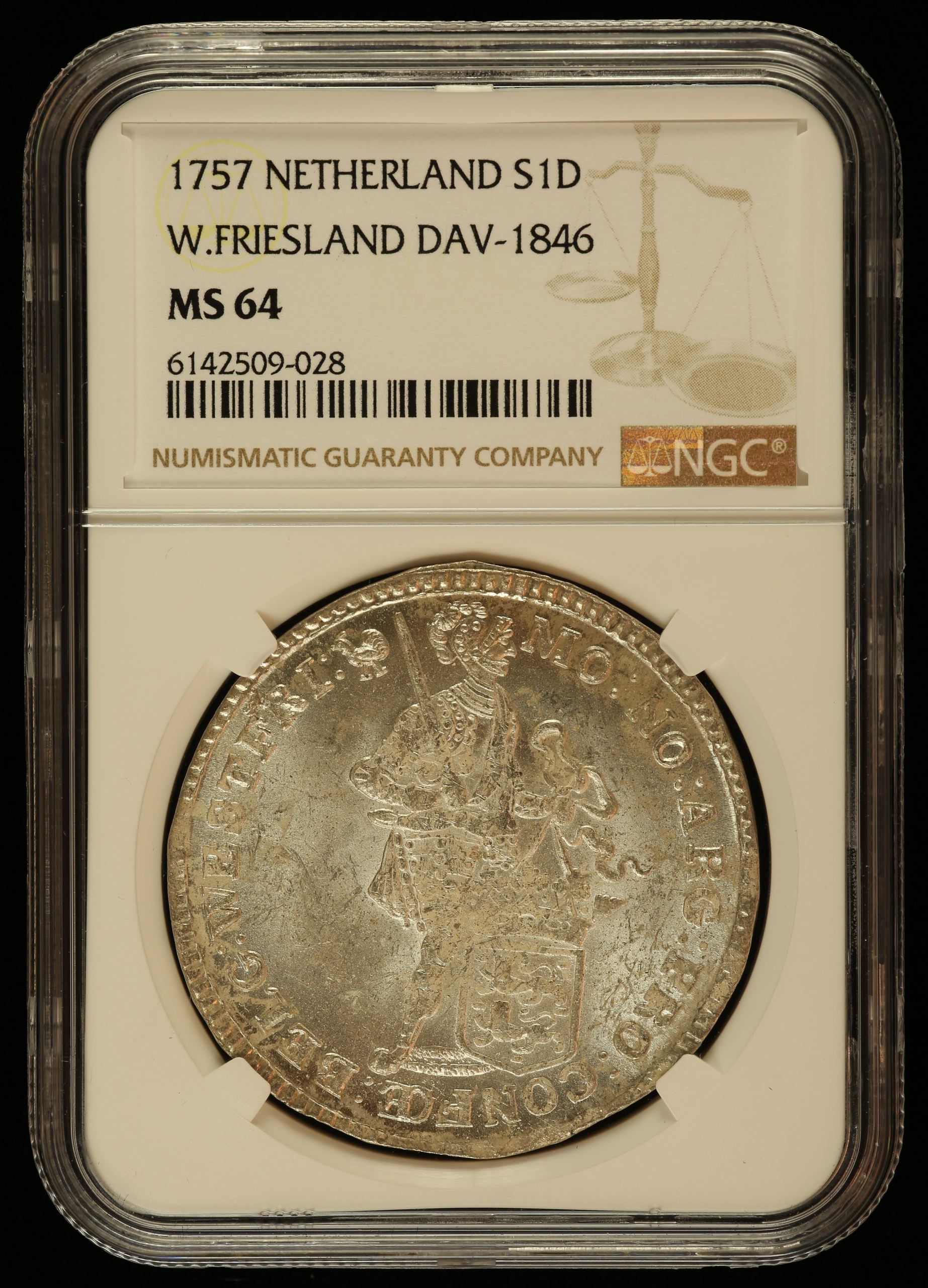 Netherlands Ducatoon 1757 W. Friesland DAV-1846 NGC MS64 0144537