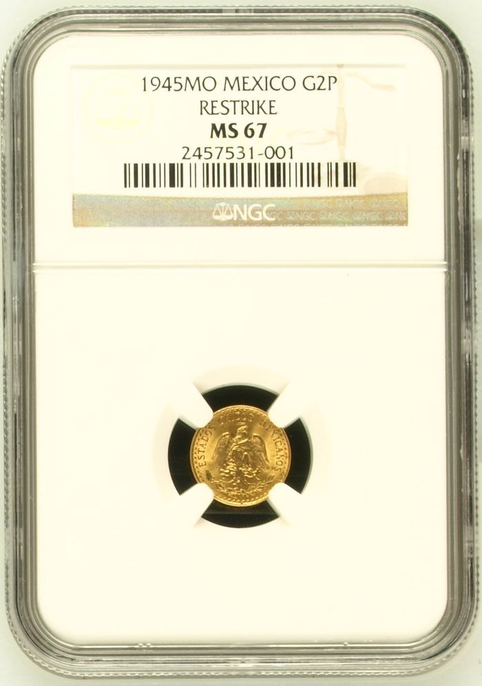 Modern Gold 2 Peso 1945 Mo M NGC MS67 0144550