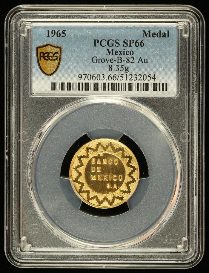 Medals & Tokens Modern Gold Banco de Mexico Gold Medal 1965 Grove-B-82 PCGS SP66 0144616