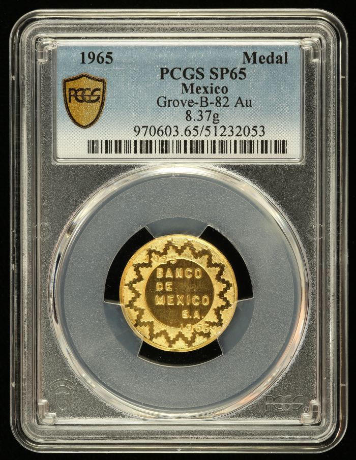 Medals & Tokens Modern Gold Banco de Mexico Gold Medal 1965 Grove-B-82 PCGS SP65 0144617