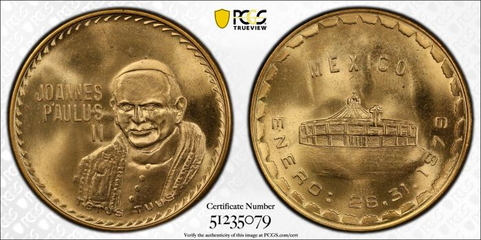 Medals & Tokens Modern Gold Pope John Paul II Visit Gold Medal 1979 PCGS MS65 0144622