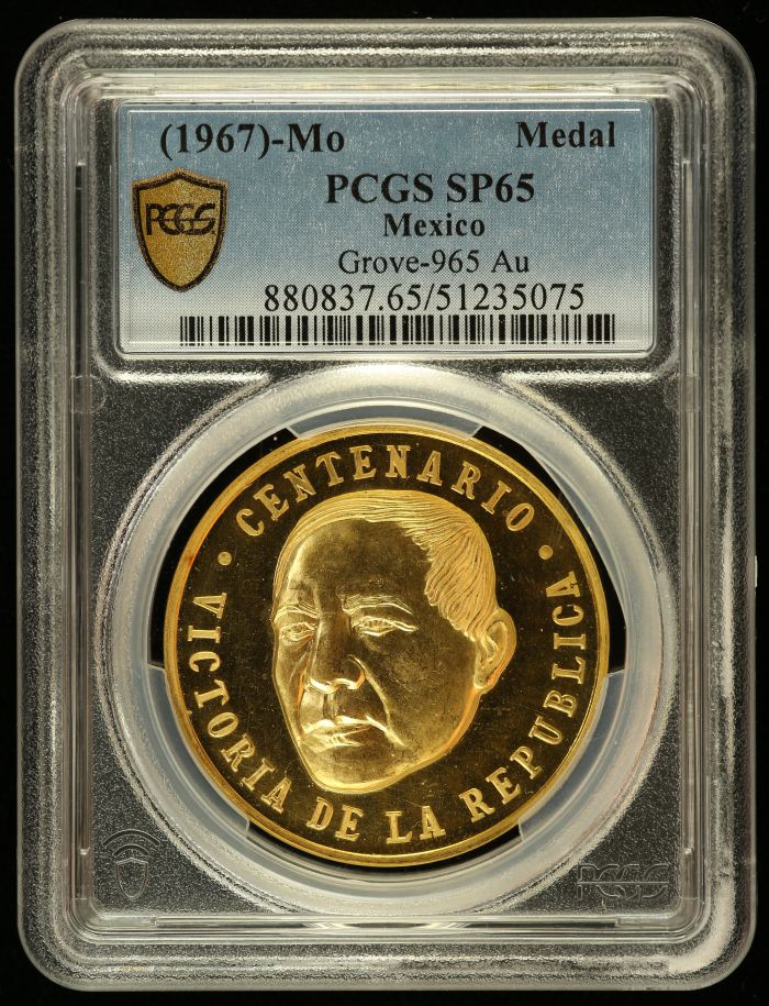 Medals & Tokens Modern Gold Centenario Gold Medal (1967) Mo Grove-965 PCGS SP65 0144624