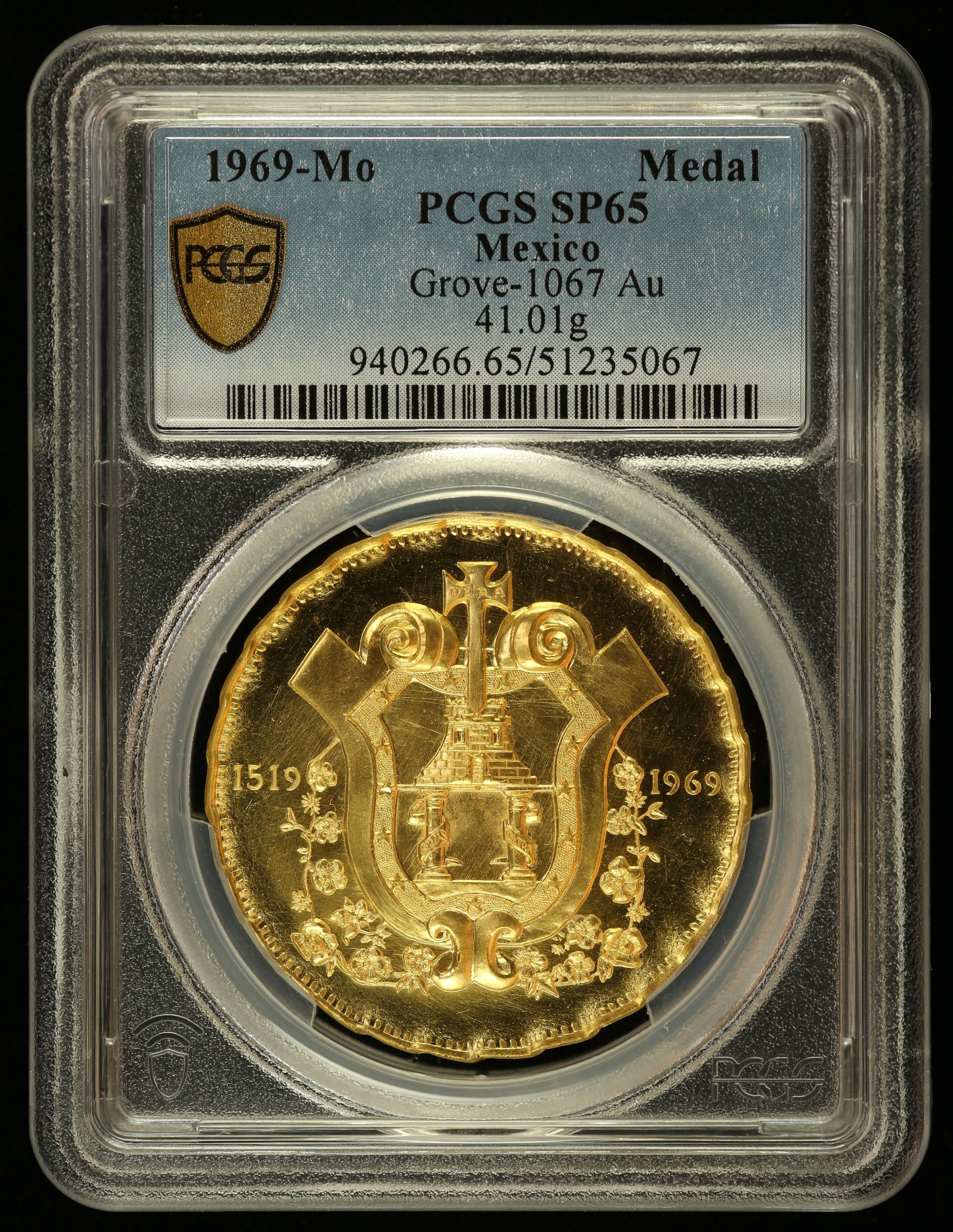 Medals & Tokens Modern Gold Veracruz 450th Anniversary Gold Medal 1969 Mo Grove-1067 PCGS SP65 0144632