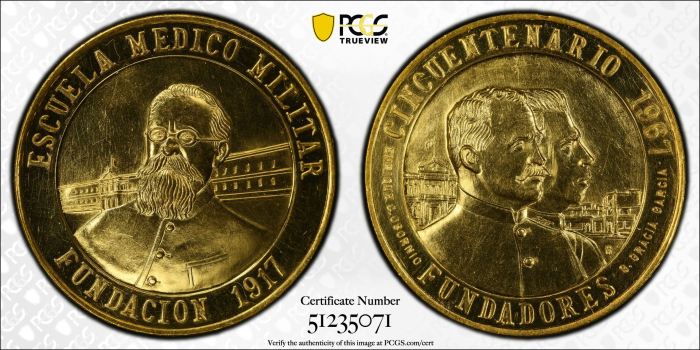 Medals & Tokens Modern Gold 50th Anniversary Military Medical School Gold Medal 1967 Grove-962 PCGS SP64 0144633