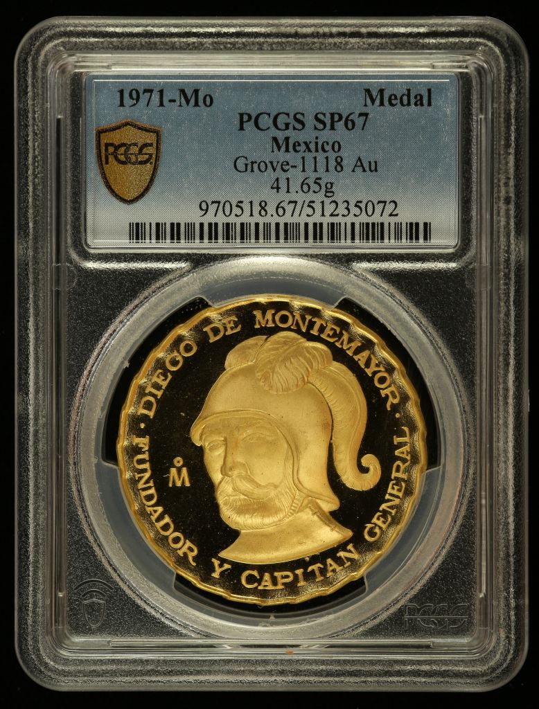 Medals & Tokens Modern Gold Monterrey 375th Anniversary Gold Medal 1971 Mo Grove-1118 PCGS SP67 0144638