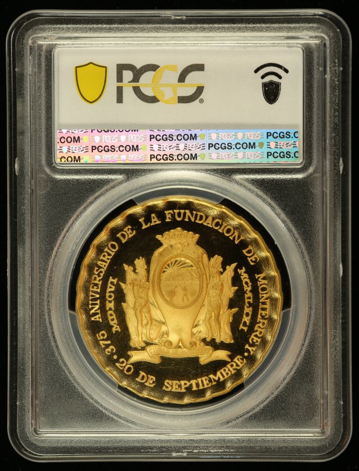 Medals & Tokens Modern Gold Monterrey 375th Anniversary Gold Medal 1971 Mo Grove-1118 PCGS SP67 0144638