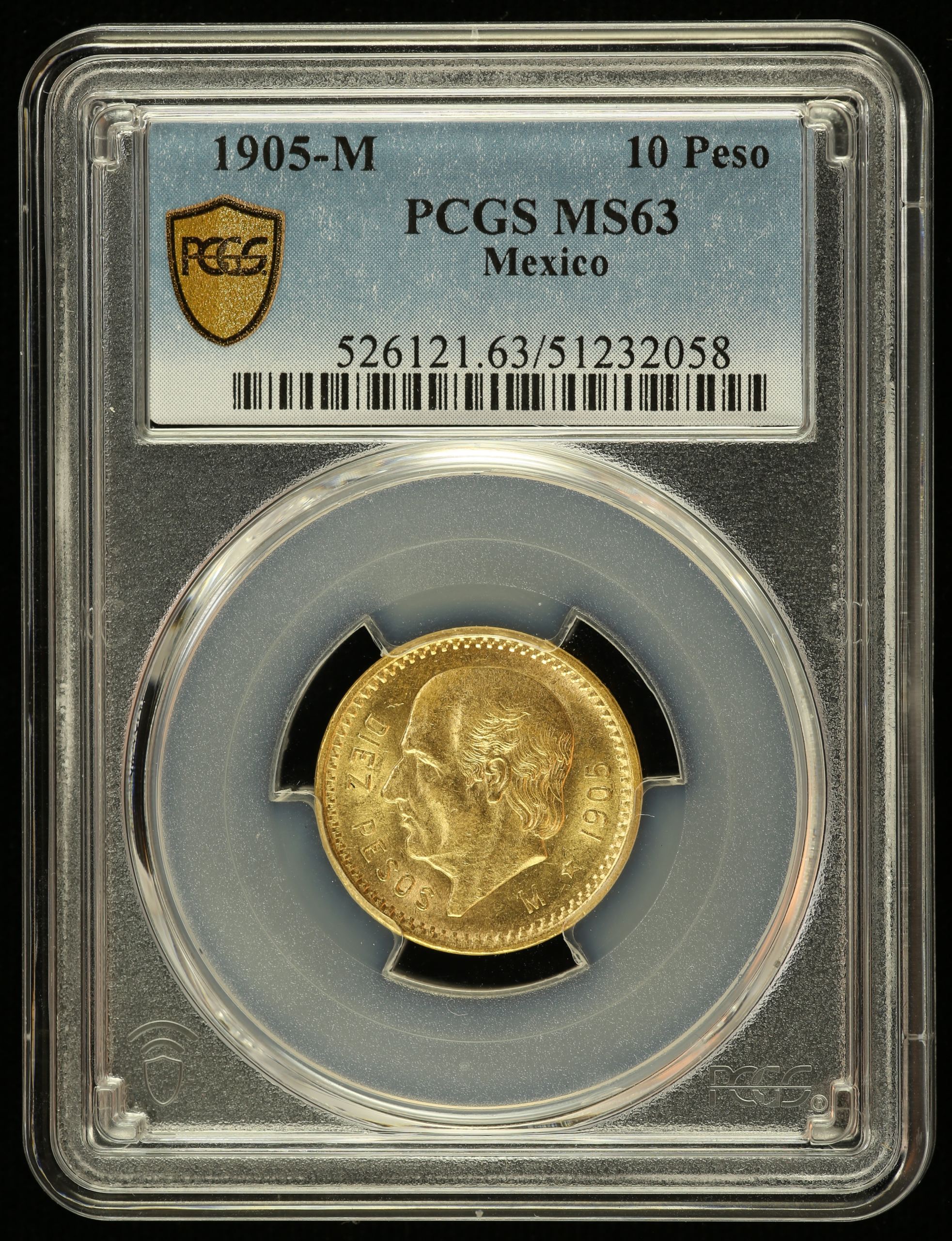 Modern Gold 10 Peso 1905 M PCGS MS63 0144641