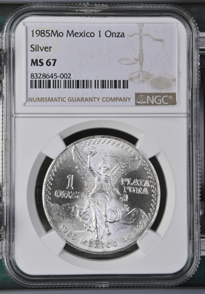 Modern Silver & Minors Onza 1985 Mo NGC MS67 0144651