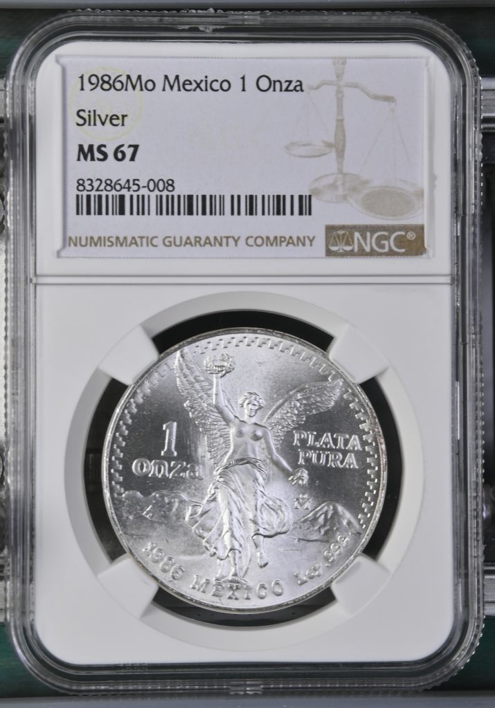 Modern Silver & Minors Onza 1986 Mo NGC MS67 0144658