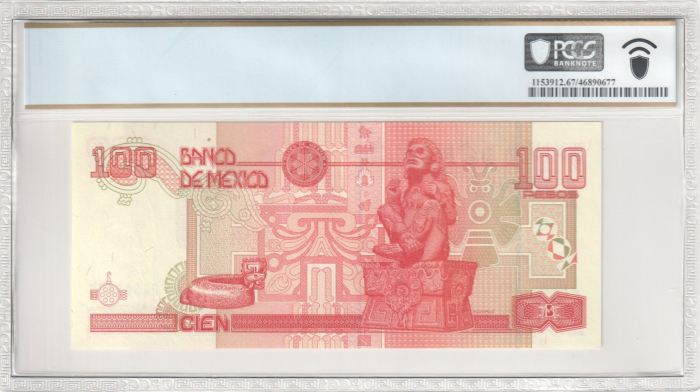 Banco De Mexico 100 Pesos 2000 Pick #113 PCGS Superb Gem UNC67 PPQ f_35395