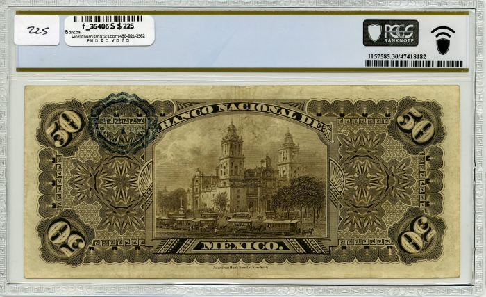 Bancos 50 Pesos 1913 Distrito Federal M301d PCGS VF30 f_35406