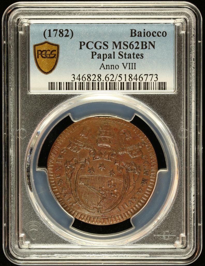 Italy/San Marino/Vatican Baiocco (1782) PCGS MS62BN 0144580