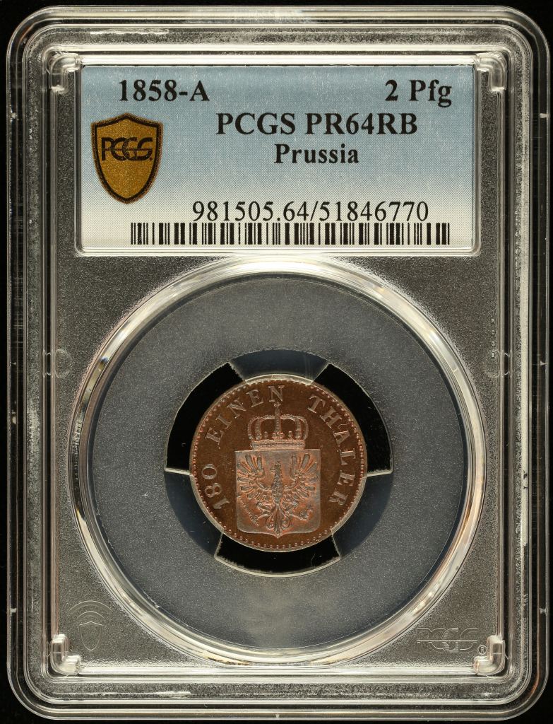Germany 2 Pfenning 1858 A PCGS PR64RB 0144592