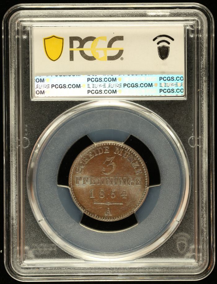 Germany 3 Pfenning 1854 A PCGS MS63BN 0144593Germany 3 Pfenning 1854 A PCGS MS63BN 0144593 - Image 2
