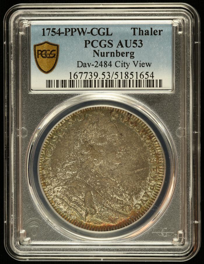 Germany Thaler 1754 PPW CGL PCGS AU53 DAV-2484 0144561Germany Thaler 1754 PPW CGL PCGS AU53 DAV-2484 0144561