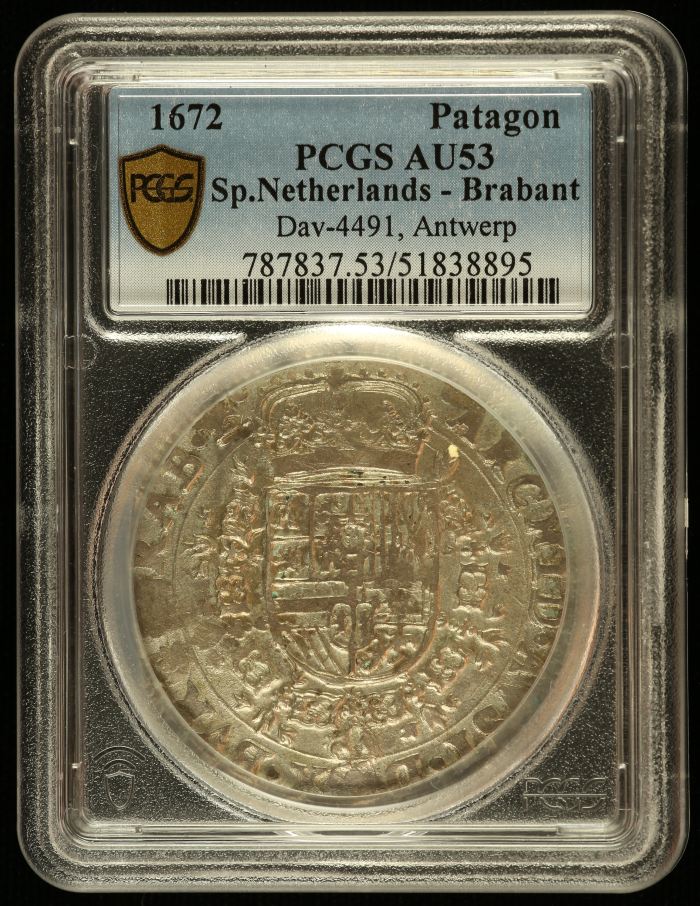 Belgium Patagon 1672 Antwerp PCGS AU53 DAV-4491 0144563Belgium Patagon 1672 Antwerp PCGS AU53 DAV-4491 0144563