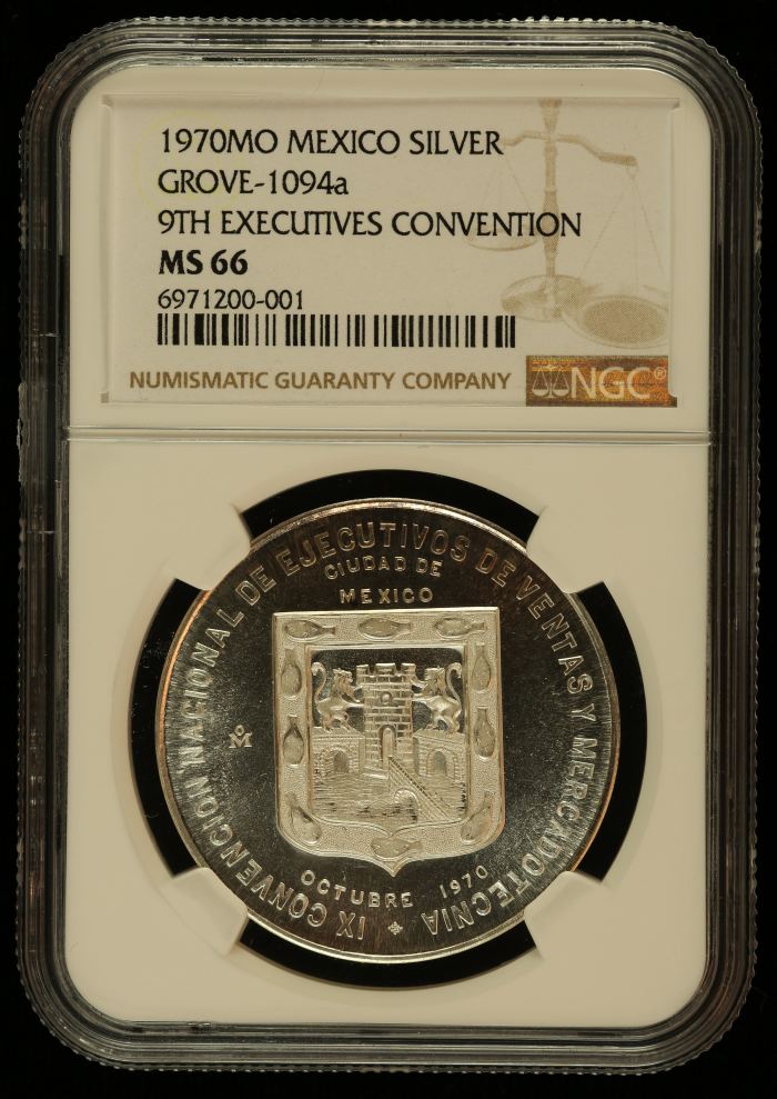 Medals & Tokens 9th Executives Convention Silver Medal 1970 Mo NGC MS66 Grove-1094a 0144460