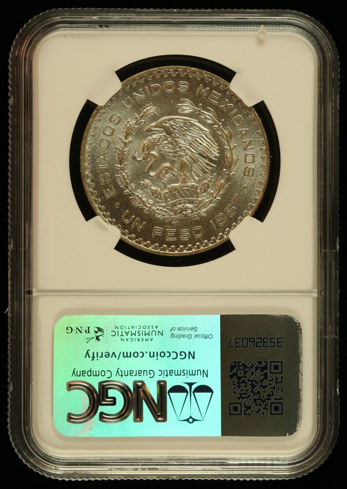 Modern Silver & Minors Peso 1957 Mo NGC MS64+ 0144462